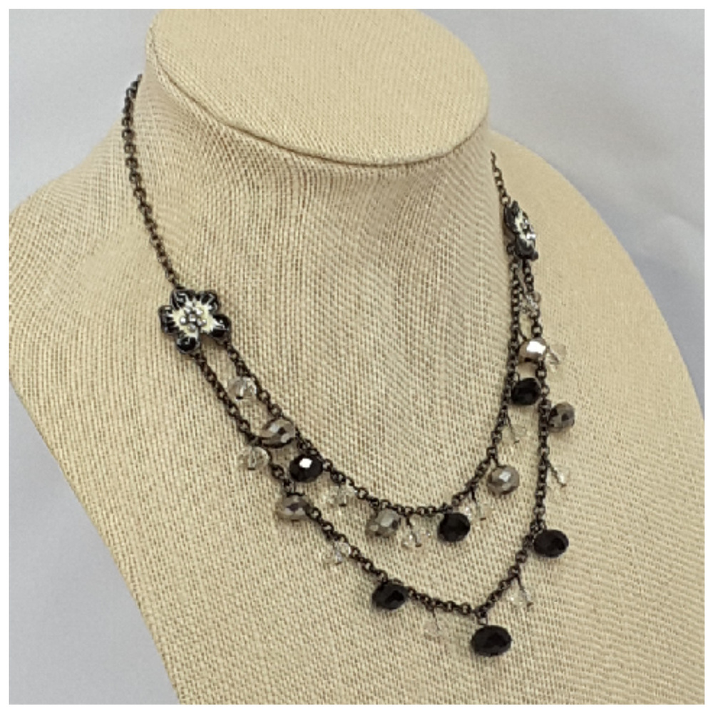 Glass Beads Rhinestones Floral Mixed Materials 18"